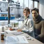 Norwegian doctor explains correct antibiotic dosing to a patient in clinic