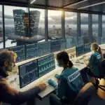 Norwegian emergency team reviews pandemic dashboards in an oslo operations room