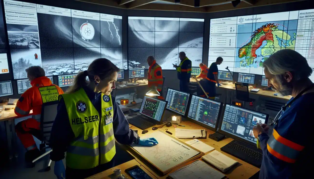 Norwegian health team coordinates crisis response as ambulance arrives in storm